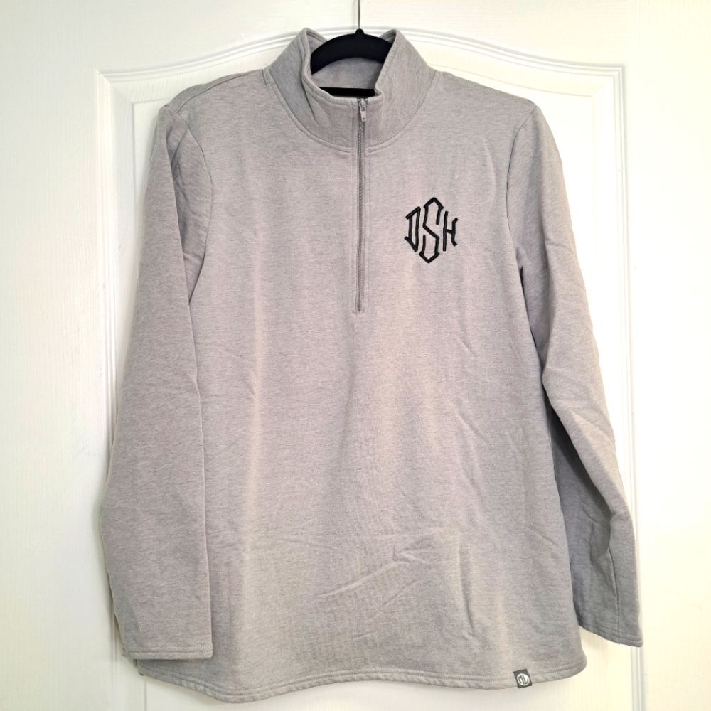 Marleylilly Partial Zip Front Gray Jacket Monogra… - image 1